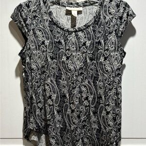 Emaline Paisley Print Black‎ and White Women's Top